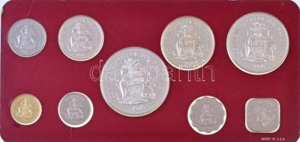 Bahamák 1976. 1c-5$ (9xklf) forgalmi sor dísztokban, közte 1976. 50c Ag + 1$ Ag + 2$ Ag + 5 $ Ag T:PP Bahamas 1976. 1 Cent - 5 Dollars (9xdiff) coin set in case, including 1976. 50 Cents Ag + 1 Dollar Ag + 2 Dollars Ag + 5 Dollars Ag C:PP