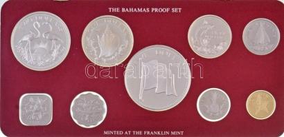 Bahamák 1976. 1c-5$ (9xklf) forgalmi sor dísztokban, közte 1976. 50c Ag + 1$ Ag + 2$ Ag + 5 $ Ag T:P...