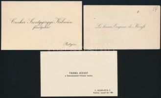 10 db régi névjegykártya, közte: Gróf Széchényi Miklós (1868-1923) győri és nagyváradi püspök névjeg...