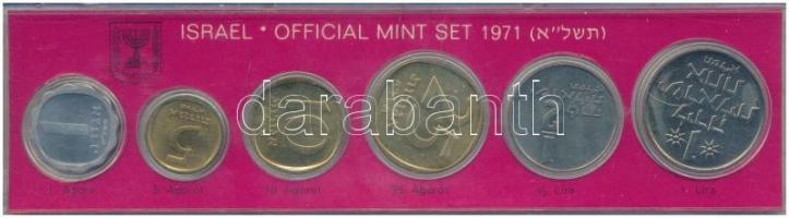 Izrael 1971. 1a-1L (6xklf) forgalmi sor kissé sérült tokban T:1- Israel 1971. 1 Agora - 1 Lira (6xdiff) coin set in damaged case C:AU