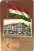Arad, Színház, üzletek. Magyar zászlós litho keret / theater, shops. Hungarian flag litho frame (kis sarokhiány / small corner shortage)