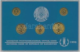 Kazahsztán 1993. 2t-50t (5xklf) forgalmi sor dísztokban T:1 Kazakhstan 1993. 2 Tyin - 50 Tyin (5xdiff) coin set in case C:UNC