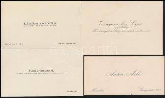 10 db régi névjegykártya, közte: Visnyovszky Lajos (1890-1973) szobrász, Csíkbarczfalvi és gamási Lá...