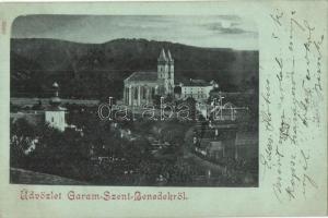 Garamszentbenedek, Sankt Benedikt, Sväty Benadik, Hronsky Benadik; látkép, Bencés apátság, templom / general view, abbey, church (EK)