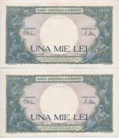 Románia 1943. 1000L (2x) sorszámkövetők T:I,I- Romania 1943. 1000 Lei (2x) sequential serials C:UNC,AU