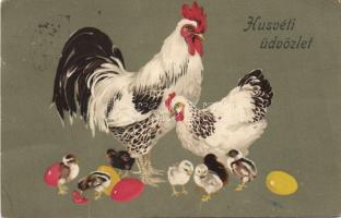 Rooster, chicken, Easter; Meissner & Buch Künstler-Postkarten Serie 1964 'Osterboten' litho