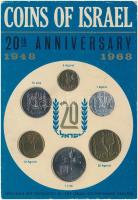 Izrael 1968. 1a-1L (6xklf) 20. évforduló 1948-1968 forgalmi sor karton dísztokban T:1,1- Israel 1968. 1 Agora - 1 Lira (6xdiff) 20th Anniversary 1949-1968 coin set in cardboard case C:UNC,AU