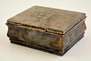 Ezüst(Ag) doboz fa betéttel, jelzett, 9x9x4,5 cm bruttó: 245 g