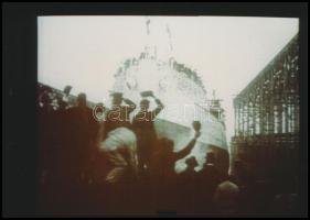 1914 A Szent István csatahajó vízre bocsátása, korabeli filmből kikockázott 3 db felvétel, modern el...