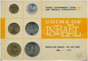 Izrael 1966. 1a-1L (6xklf) forgalmi sor sérült karton dísztokban tokban T:1,1- Israel 1966. 1 Agora - 1 Lira (6xdiff) coin set damaged in cardboard case C:UNC,AU
