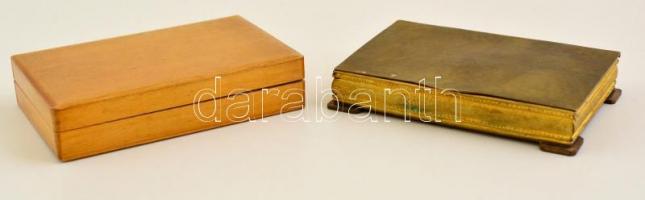 2 db dobozka, fa és réz (Bajári jelzéssel), 13x8x3 és 12,5x8x2 cm