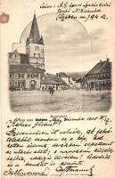 1905 Nagydisznód, Heltau, Cisnadie; Piac tér, torony / market square with tower