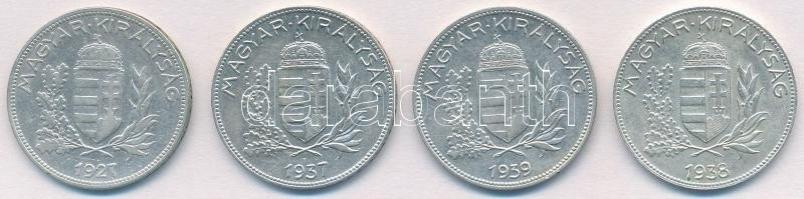 1927-1939. 1P Ag (4xklf) T:1-,2 peremen patina, egyiken kis szennyeződés