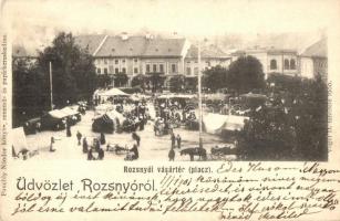 1901 Rozsnyó, Roznava; Vásár tér, piac. Vogel D. felvétele, Pauchly Nándor kiadása / market with vendors