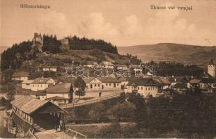 Gölnicbánya, Gelnica, Bergstadt Gölnitz; Thurzó vár romjai, híd. Kiadja B. Friedmann / castle ruins, bridge