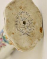 Herendi mini porcelán tárgyak, 2 db, tyúk és pecsétnyomó, kézzel festett, jelzett, kissé kopott aran...