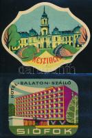 10 db régi balatoni bőrönd és szálloda címke