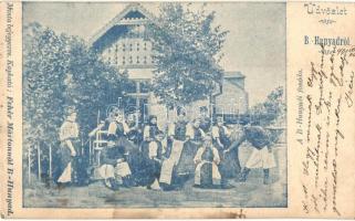 1901 Bánffyhunyad, Huedin; fonoda. Fehér Mártonnál kapható / spinning mill, folklore