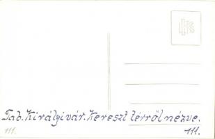 Budapest I. Királyi vár a Tabánból a Kereszt-térről nézve, villamos. photo