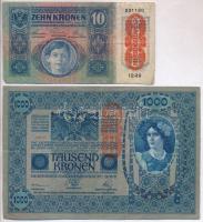 1902. 1000K + 1915. 10K mindkettő hamis "A Magyarországi Tanácsköztársaság követsége - Bécs&quo...