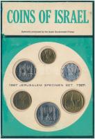 Izrael 1967. 1a-1L (6xklf) forgalmi sor kissé sérült karton dísztokban tokban T:1,1- Israel 1967. 1 Agora - 1 Lira (6xdiff) coin set slightly damaged in cardboard case C:UNC,AU