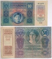 1914. 50K + 1915. 10K mindkettő hamis "Kis-Küküllő Vármegye Erzsébetváros Sz. K. R. T. Város 17...