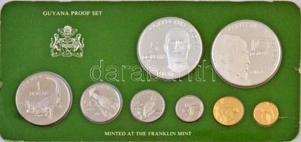 Guyana 1976. 1c-10$ (8xklf) forgalmi sor dísztokban, közte 1976. 5$ Ag + 10$ Ag "A függetlenség...