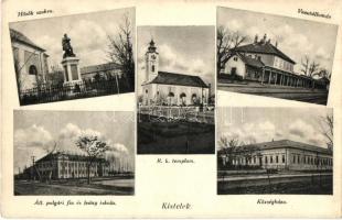 1940 Kistelek, Hősök szobra, vasútállomás, Állami polgári fiú és leány iskola, Római katolikus templom, Községháza. Zánthó kiadása