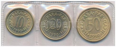 Jugoszlávia 1990. 10p-5D (6xklf) forgalmi sor műbőr tokban T:1-,2 Yugoslavia 1990. 10 Para - 5 Dinara (6xdiff) coin set in faux leather case C:AU,XF