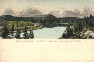 Tátra, Tatry; Kilátás a Móry szállóból, Új-Csorba / view from Hotel Móry, lake