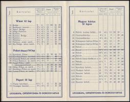 1940 Magyar Játékkártyagyár Rt. Piatnik Nándor és fiai árjegyzék, tűzött papírkötésben