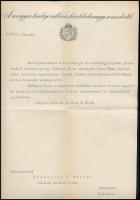 1935 Bp., Hóman Bálint (1885-1951) vallás- és közoktatásügyi miniszter aláírása adományt megköszönő levélen