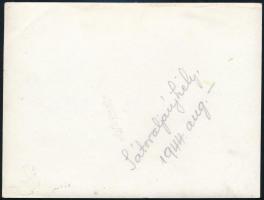 1944 Sátoraljaújhely, a magyar kir. haditudósító osztály propagandarészlegének tagjai, fotó, hátuljá...