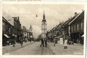 Nagyszombat, Tyrnau, Trnava; utcakép, templomok, gyógyszertár, üzletek / street view with shops, churches, pharmacy (r)