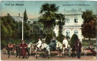 Abbazia, Kurparkpartie mit Villa Angiolina / spa park with villa, acrobats on donkeys. G. Abucalil No. 38.