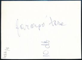 Faragó Vera (1937-2004) színésznő aláírása őt ábrázoló fotó hátulján