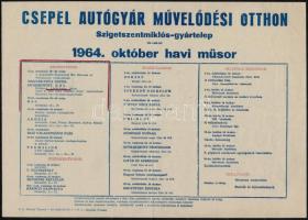 1964 A Csepel Autógyár Művelődési Otthon (Szigetszentmiklós-gyártelep) havi műsora