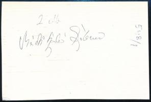 Mádi Szabó Gábor (1922-2003) színész aláírása őt ábrázoló fotó hátulján