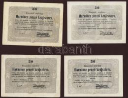 1849. 30kr *-gal "Kossuth bankó" (4x) T:restaurált