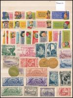 cca 1900 Francia levélzáró gyűjtemény berakólapon / French poster stamps