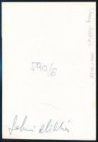 Tolnai Miklós (1940-2015) színész aláírása őt ábrázoló fotó hátulján