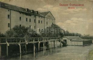 1910 Érsekújvár, Nové Zámky; Uszoda, henger és műmalom. 485. / swimming pool, mill (r)