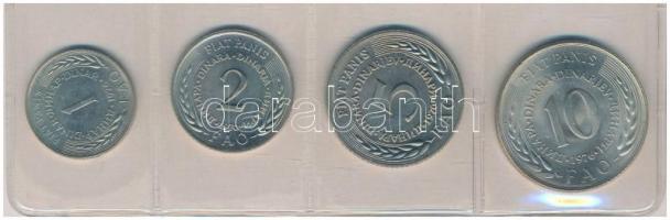 Jugoszlávia 1970-1976. 1D-10D (4xklf) forgalmi sor műbőr tokban T:1-  Yugoslavia 1970-1976. 1 Dinar - 10 Dinars (4xdiff) coin set in faux leather case C:AU