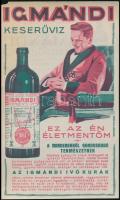 cca 1920-1930 A Komárom-Esztergom megyei Igmándi Keserűvíz kétoldalas reklámlapja, 20x12 cm
