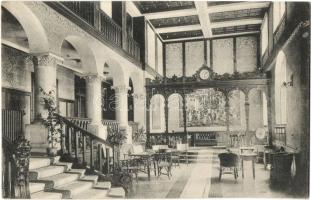 1915 Pöstyén, Piestany; Royal Nagyszálló, Vestibule (előszoba), belső. Lampl Gyula kiadása / Grand Hotel interior, Vestibule + Hilfspital der Badedirektion für Kriegsverwundete der k.u.k. Heeres