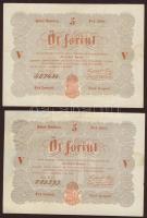 1848. 5Ft "Kossuth bankó" vörösbarna(2x) T:restaurált