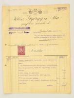 1928 Klösz György és Fia grafikai műintézet díszes fejléces számla, okmánybélyeggel, 29,5x23 cm