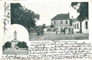 1902 Jókút, Kutti, Kúty; utca, Steiner vendégfogadó, templom / restaurant and hotel, church, street