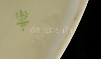 Hollóházi porcelán virágmintás váza, matricás, jelzett, hibátlan, 21×12×9 cm