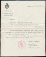 1937 A Magyar Haditengerészeti Egyesület Novara csoportjának alakuló ülésén felvett jegyzőkönyv és a csoport elismeréséről szóló levél Konek Emil altengernagy aláírásával
